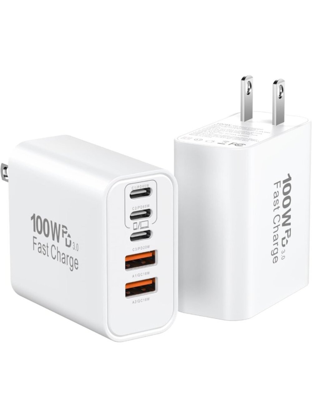 100W Fast Charging USB C Power Adapter Block - Super Fast Charger for Devices